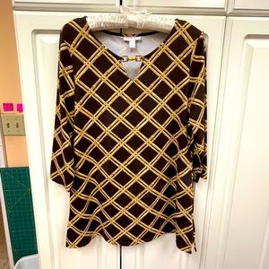 Charter Club 3/4 Sleeve Bamboo Print Tunic- Size S